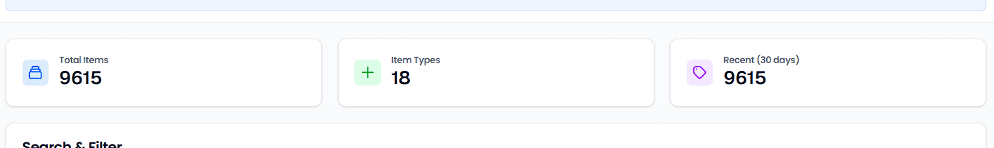 Archeum Admin Data Management Stats