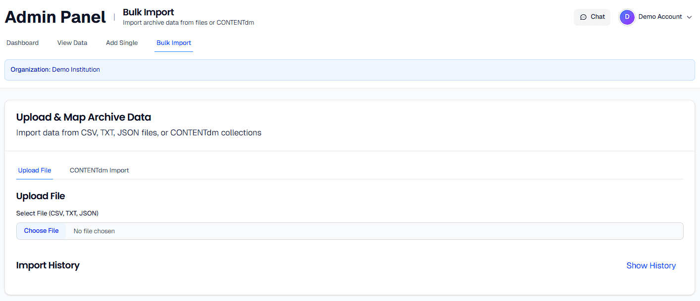 Archeum Admin Import